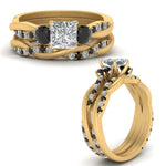 Load image into Gallery viewer, twisted-princess-cut-wedding-band-with-black-diamond-in-yellow-gold-FDENS3301PRGBLACK-NL-YG.jpg
