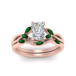 Load image into Gallery viewer, twisted-radiant-cut-womens-emerald-bridal-ring-sets-in-rose-gold-FD8300RAB2GEMGR-NL-RG
