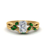 Load image into Gallery viewer, twisted-radiant-cut-womens-emerald-bridal-ring-sets-in-yellow-gold-FD8300RAB2GEMGR-NL-YG
