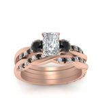 Load image into Gallery viewer, Radiant Cut 3 Stone Twist Engagement Ring And Band
