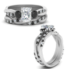 Load image into Gallery viewer, Radiant Cut 3 Stone Twist Engagement Ring And Band