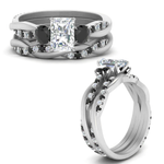 Load image into Gallery viewer, Radiant Cut 3 Stone Twist Engagement Ring And Band

