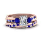 Load image into Gallery viewer, Radiant Cut 3 Stone Twist Engagement Ring And Band
