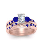 Load image into Gallery viewer, Radiant Cut 3 Stone Twist Engagement Ring And Band
