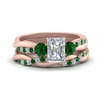 Load image into Gallery viewer, twisted-radiant-diamond-wedding-band-with-emerald-in-rose-gold-FDENS3301RAGEMGR-NL-RG.jpg
