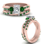 Load image into Gallery viewer, twisted-radiant-diamond-wedding-band-with-emerald-in-rose-gold-FDENS3301RAGEMGR-NL-RG.jpg
