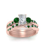 Load image into Gallery viewer, twisted-radiant-diamond-wedding-band-with-emerald-in-rose-gold-FDENS3301RAGEMGR-NL-RG.jpg
