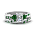 Load image into Gallery viewer, twisted-radiant-diamond-wedding-band-with-emerald-in-white-gold-FDENS3301RAGEMGR-NL-WG.jpg
