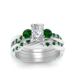 Load image into Gallery viewer, twisted-radiant-diamond-wedding-band-with-emerald-in-white-gold-FDENS3301RAGEMGR-NL-WG.jpg
