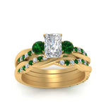 Load image into Gallery viewer, twisted-radiant-diamond-wedding-band-with-emerald-in-yellow-gold-FDENS3301RAGEMGR-NL-YG.jpg
