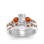 Load image into Gallery viewer, twisted-radiant-diamond-wedding-band-with-orange-sapphire-in-white-gold-FDENS3301RAGSAOR-NL-WG.jpg
