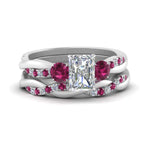 Load image into Gallery viewer, twisted-radiant-diamond-wedding-band-with-pink-sapphire-in-white-gold-FDENS3301RAGSADRPI-NL-WG.jpg
