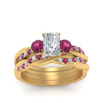 Load image into Gallery viewer, twisted-radiant-diamond-wedding-band-with-pink-sapphire-in-yellow-gold-FDENS3301RAGSADRPI-NL-YG.jpg
