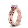 Load image into Gallery viewer, Radiant Cut 3 Stone Twist Engagement Ring And Band