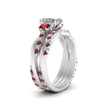 Load image into Gallery viewer, Radiant Cut 3 Stone Twist Engagement Ring And Band