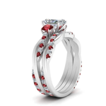 Load image into Gallery viewer, Radiant Cut 3 Stone Twist Engagement Ring And Band
