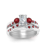 Load image into Gallery viewer, Radiant Cut 3 Stone Twist Engagement Ring And Band
