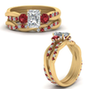 Load image into Gallery viewer, Radiant Cut 3 Stone Twist Engagement Ring And Band