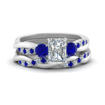 Load image into Gallery viewer, Radiant Cut 3 Stone Twist Engagement Ring And Band
