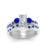 Load image into Gallery viewer, Radiant Cut 3 Stone Twist Engagement Ring And Band
