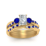 Load image into Gallery viewer, Radiant Cut 3 Stone Twist Engagement Ring And Band
