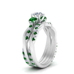 Load image into Gallery viewer, twisted-round-diamond-wedding-band-with-emerald-in-white-gold-FDENS3301ROGEMGR-NL-WG.jpg
