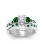 Load image into Gallery viewer, twisted-round-diamond-wedding-band-with-emerald-in-white-gold-FDENS3301ROGEMGR-NL-WG.jpg
