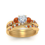 Load image into Gallery viewer, twisted-round-diamond-wedding-band-with-orange-sapphire-in-yellow-gold-FDENS3301ROGSAOR-NL-YG.jpg
