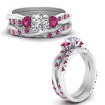 Load image into Gallery viewer, twisted-round-diamond-wedding-band-with-pink-sapphire-in-white-gold-FDENS3301ROGSADRPI-NL-WG.jpg
