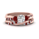 Load image into Gallery viewer, twisted-round-diamond-wedding-band-with-ruby-in-rose-gold-FDENS3301ROGRUDR-NL-RG.jpg
