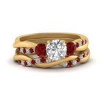 Load image into Gallery viewer, twisted-round-diamond-wedding-band-with-ruby-in-yellow-gold-FDENS3301ROGRUDR-NL-YG.jpg
