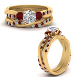 Load image into Gallery viewer, twisted-round-diamond-wedding-band-with-ruby-in-yellow-gold-FDENS3301ROGRUDR-NL-YG.jpg

