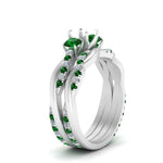 Load image into Gallery viewer, twisted-semi-mount-diamond-wedding-band-with-emerald-in-white-gold-FDENS3301SMGEMGR-NL-WG.jpg

