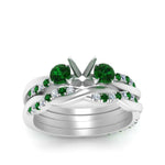 Load image into Gallery viewer, twisted-semi-mount-diamond-wedding-band-with-emerald-in-white-gold-FDENS3301SMGEMGR-NL-WG.jpg
