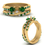 Load image into Gallery viewer, twisted-semi-mount-diamond-wedding-band-with-emerald-in-yellow-gold-FDENS3301SMGEMGR-NL-YG.jpg
