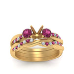 Load image into Gallery viewer, twisted-semi-mount-diamond-wedding-band-with-pink-sapphire-in-yellow-gold-FDENS3301SMGSADRPI-NL-YG.jpg
