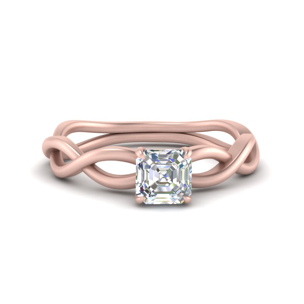 Asscher Cut Infinity Twisted Solitaire Ring