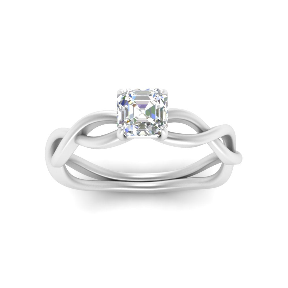 Asscher Cut Infinity Twisted Solitaire Ring