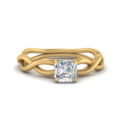 Asscher Cut Infinity Twisted Solitaire Ring