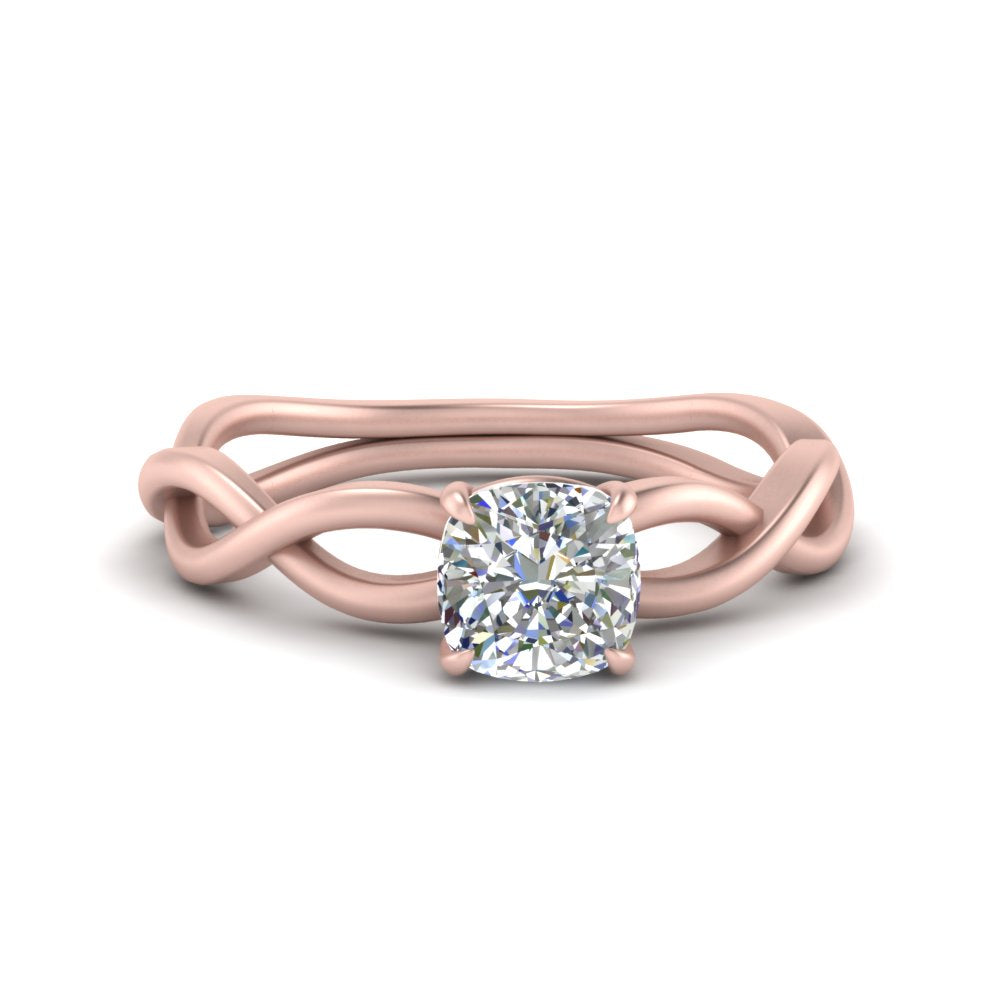 Cushion Cut Infinity Twisted Solitaire Ring
