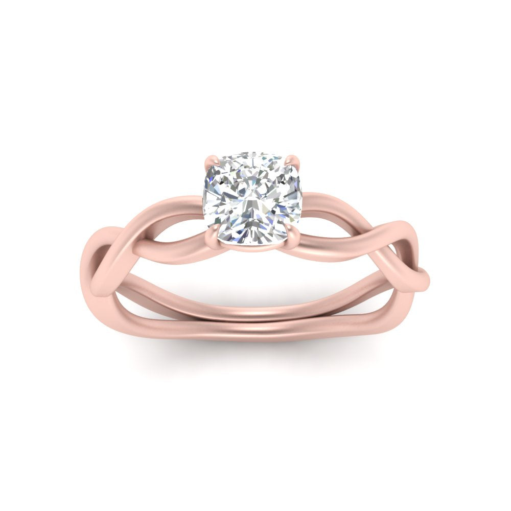 Cushion Cut Infinity Twisted Solitaire Ring