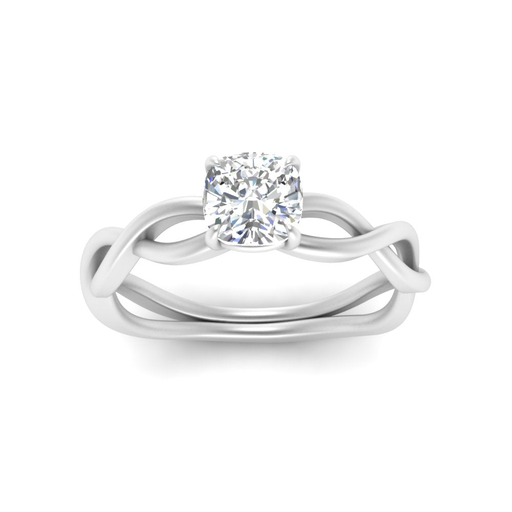 Cushion Cut Infinity Twisted Solitaire Ring