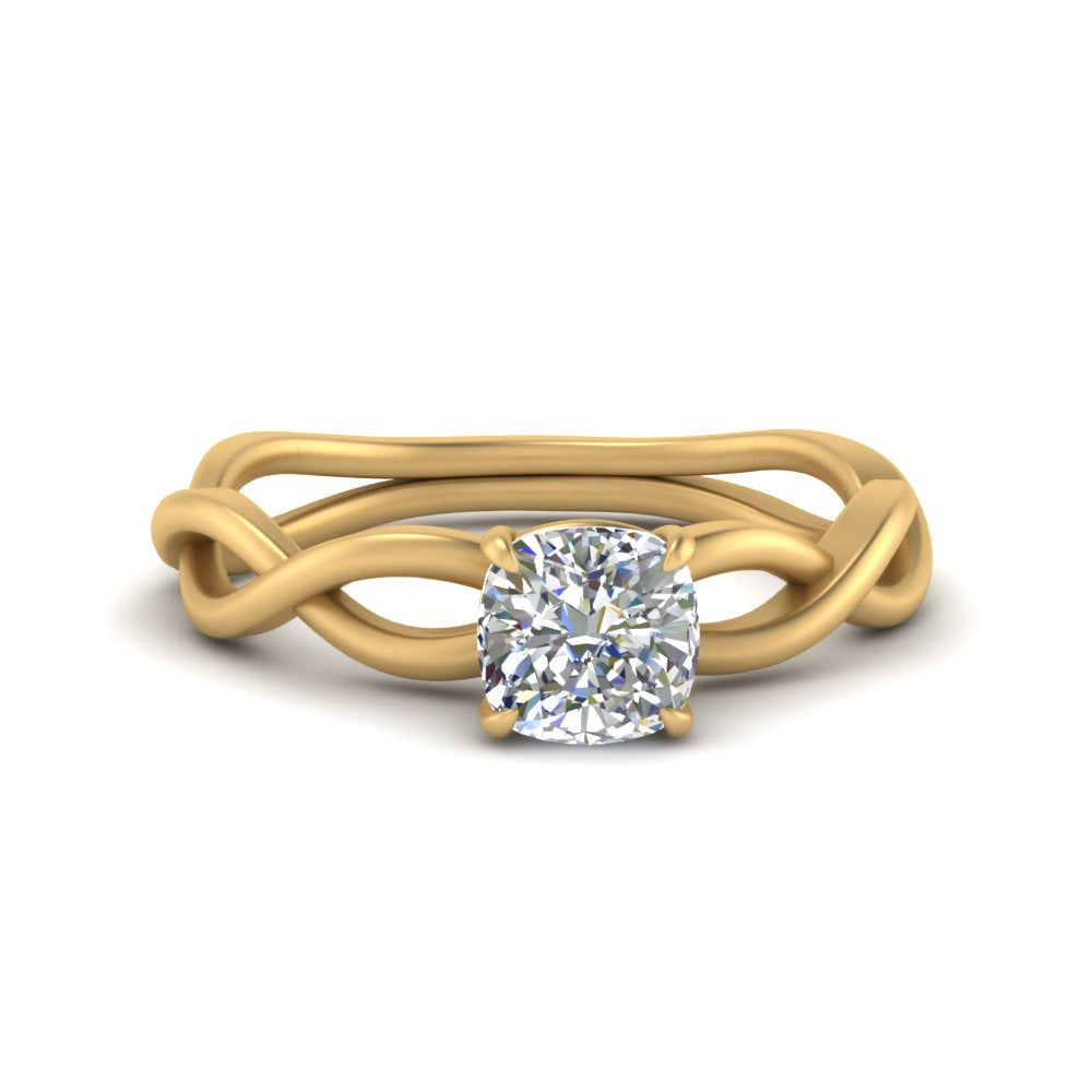 Cushion Cut Infinity Twisted Solitaire Ring