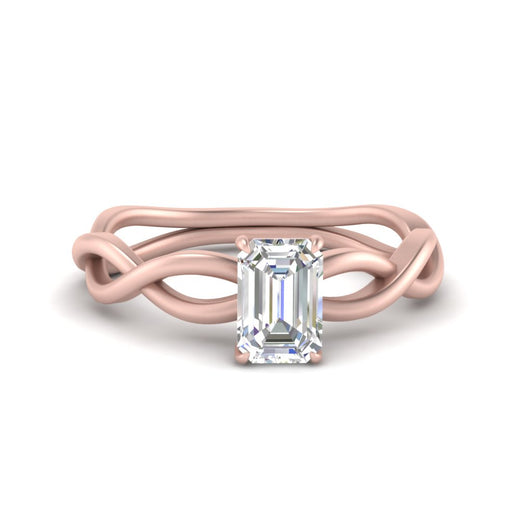 Emerald Cut Infinity Twisted Solitaire Ring