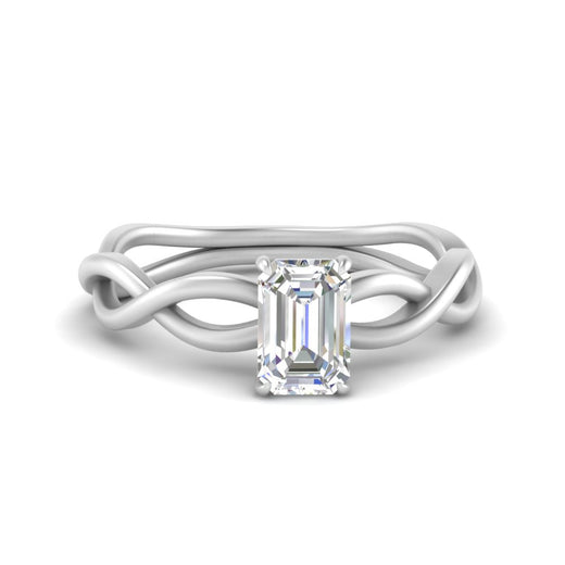 Emerald Cut Infinity Twisted Solitaire Ring