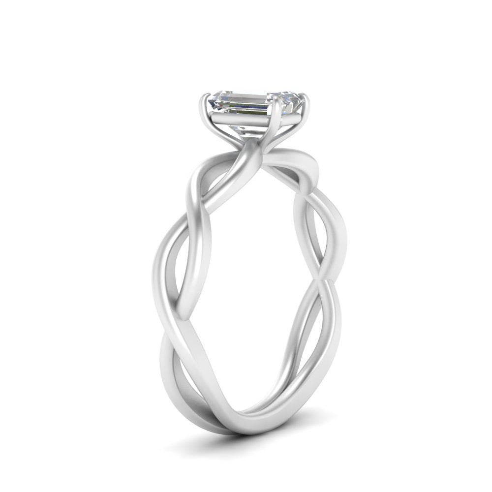 Emerald Cut Infinity Twisted Solitaire Ring