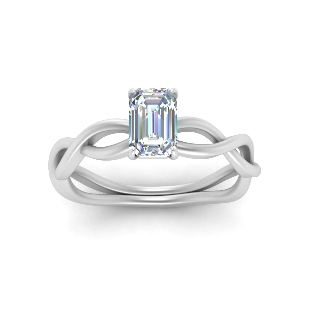 Emerald Cut Infinity Twisted Solitaire Ring
