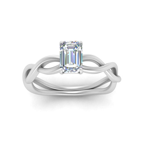 Emerald Cut Infinity Twisted Solitaire Ring