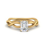 Load image into Gallery viewer, Emerald Cut Infinity Twisted Solitaire Ring
