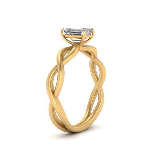 Emerald Cut Infinity Twisted Solitaire Ring